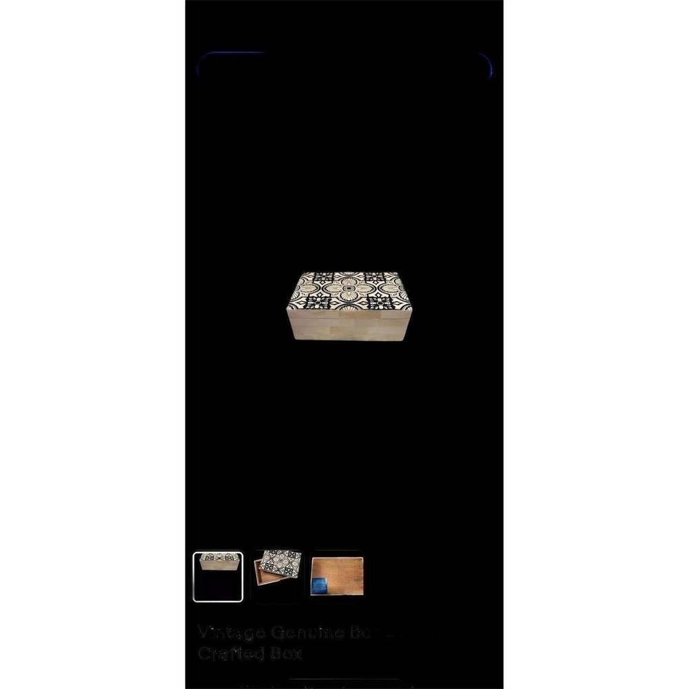 Decorative Box Unisex OS Black Cream Excellent Bone Inlay Floral Mosaic